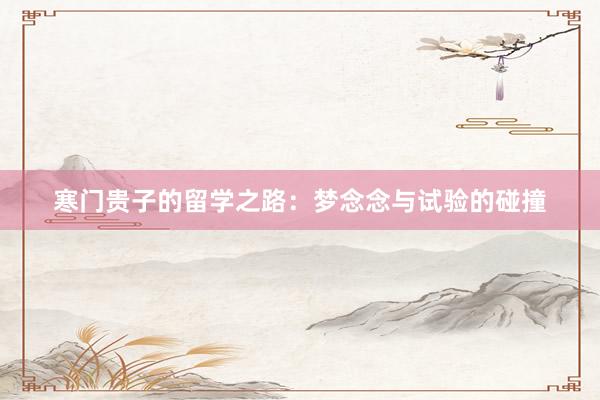 寒门贵子的留学之路：梦念念与试验的碰撞