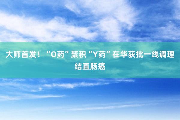 大师首发！“O药”聚积“Y药”在华获批一线调理结直肠癌