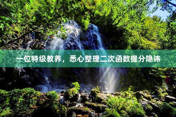一位特级教养,悉心整理二次函数提分隐讳